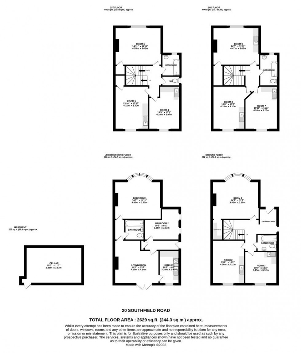 Floorplan for FREEHOLD INVESTMENT FOR AUCTION - Southfield Road, Cotham, Bristol