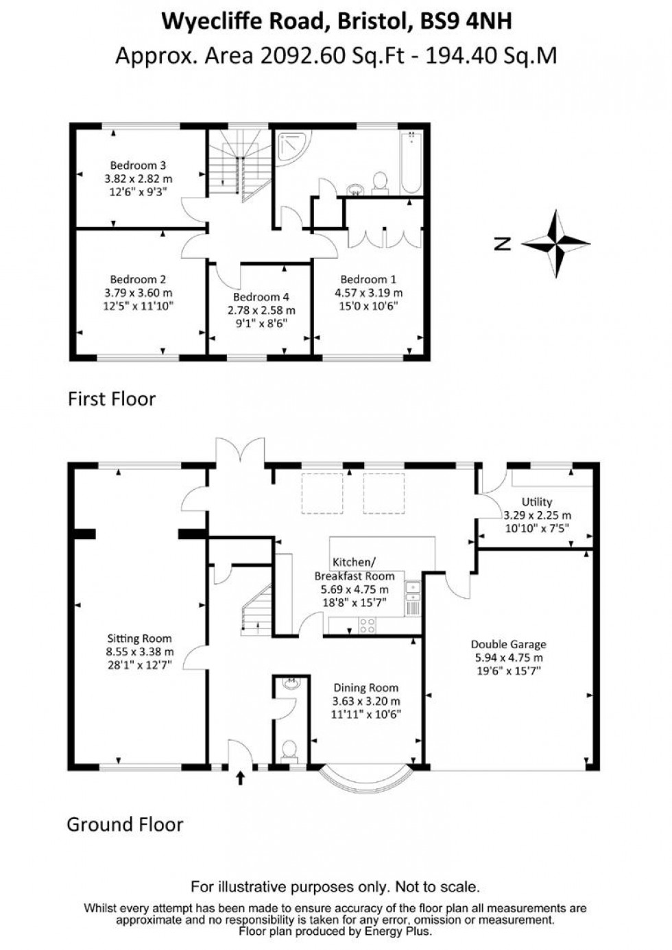 Floorplan for Wyecliffe Road, Henleaze, Bristol