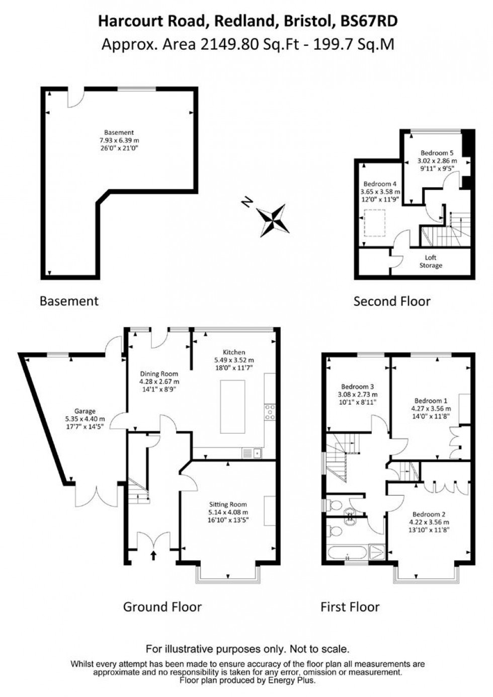 Floorplan for Harcourt Road, Redland, Bristol