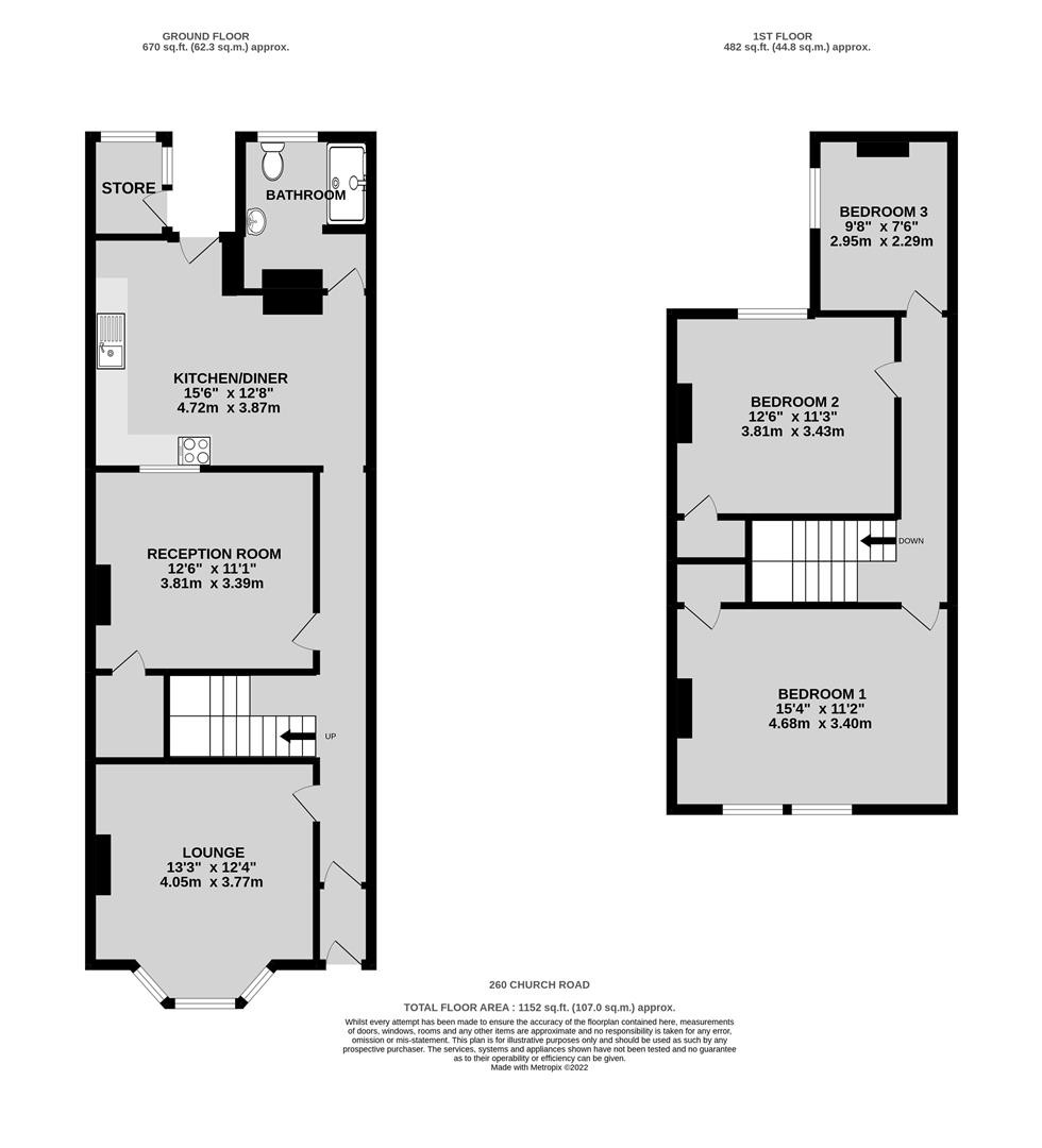 Floorplan for Church Road, St George, Bristol