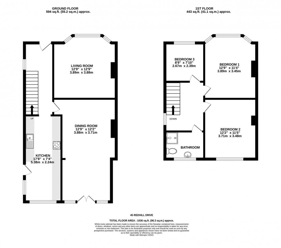 Floorplan for Redhill Drive, Fishponds, Bristol