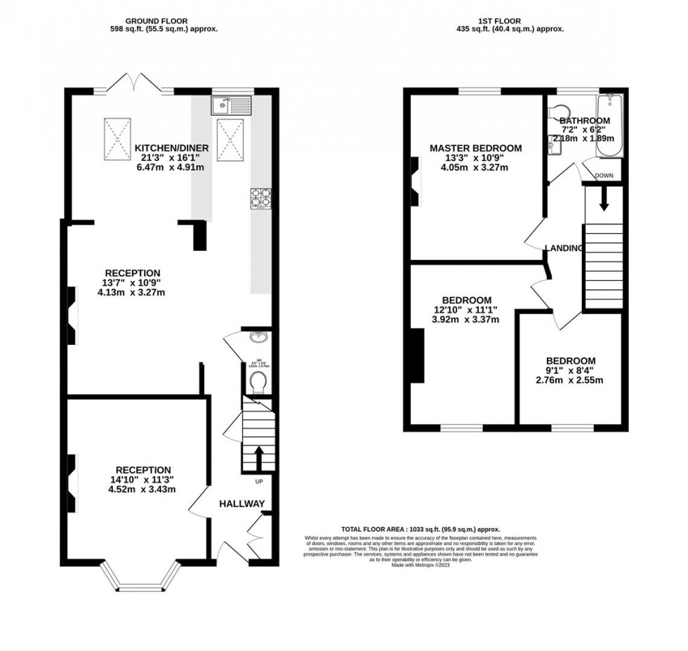 Floorplan for Oak Road, Bishopston, Bristol