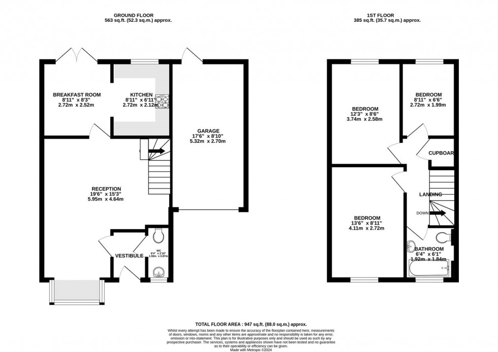 Floorplan for Brookland Road, Henleaze, Bristol