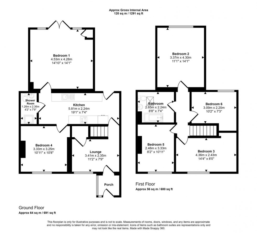 Floorplan for 6-BED HMO | £42K PA | Easton Road, Pill, Bristol